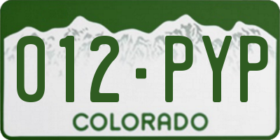 CO license plate 012PYP