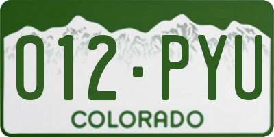 CO license plate 012PYU