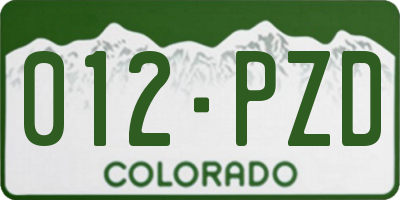 CO license plate 012PZD