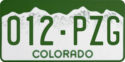 CO license plate 012PZG