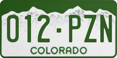 CO license plate 012PZN