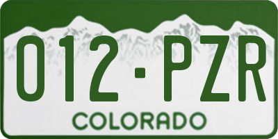 CO license plate 012PZR