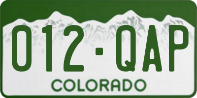 CO license plate 012QAP