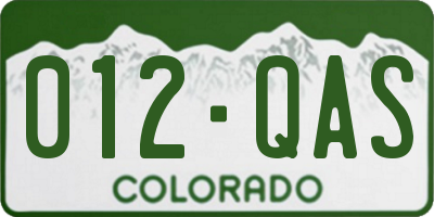 CO license plate 012QAS