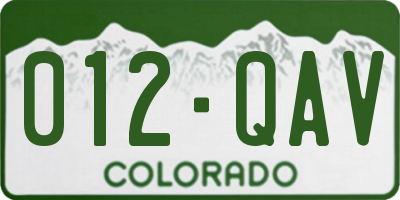 CO license plate 012QAV