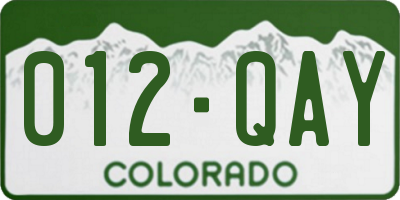 CO license plate 012QAY