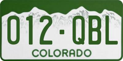 CO license plate 012QBL