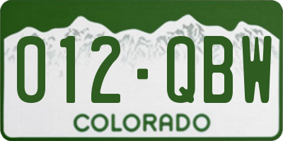 CO license plate 012QBW