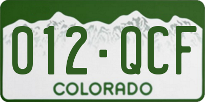 CO license plate 012QCF