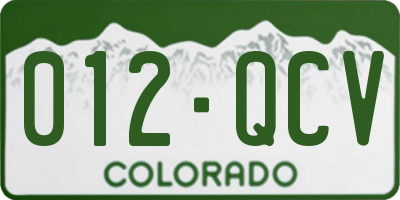 CO license plate 012QCV