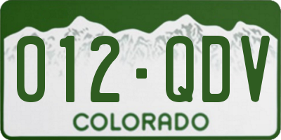 CO license plate 012QDV