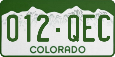 CO license plate 012QEC