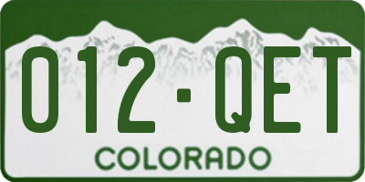CO license plate 012QET