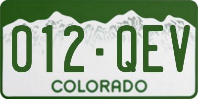 CO license plate 012QEV