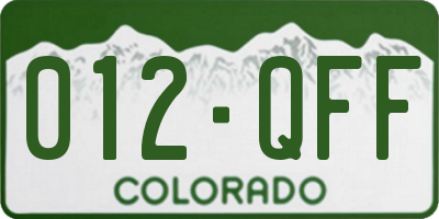 CO license plate 012QFF