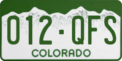 CO license plate 012QFS
