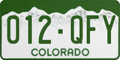CO license plate 012QFY