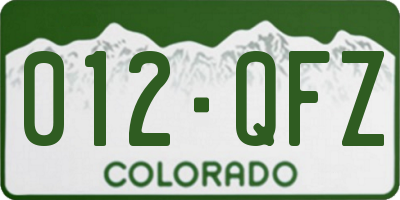CO license plate 012QFZ