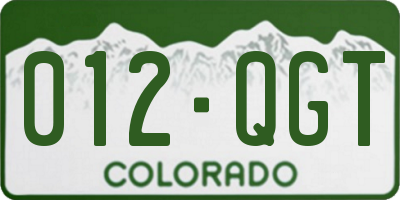 CO license plate 012QGT