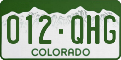 CO license plate 012QHG