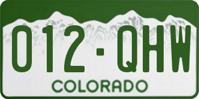 CO license plate 012QHW