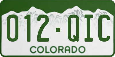 CO license plate 012QIC