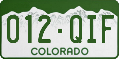 CO license plate 012QIF
