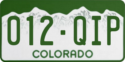 CO license plate 012QIP