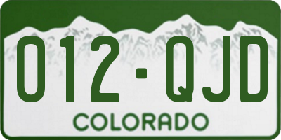 CO license plate 012QJD