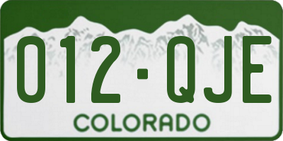 CO license plate 012QJE