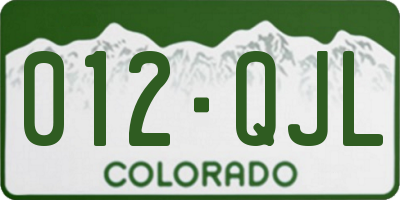CO license plate 012QJL