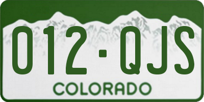 CO license plate 012QJS