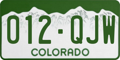 CO license plate 012QJW