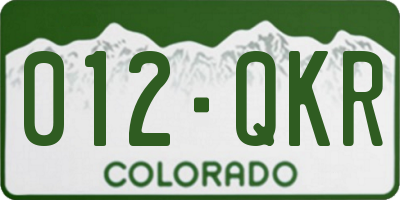 CO license plate 012QKR