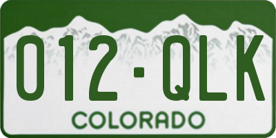 CO license plate 012QLK