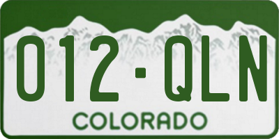 CO license plate 012QLN
