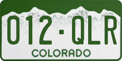 CO license plate 012QLR