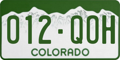 CO license plate 012QOH