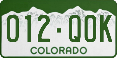 CO license plate 012QOK
