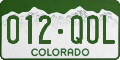 CO license plate 012QOL