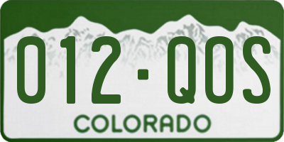 CO license plate 012QOS