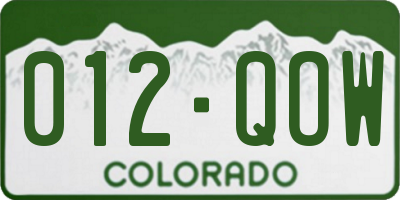 CO license plate 012QOW