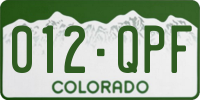 CO license plate 012QPF