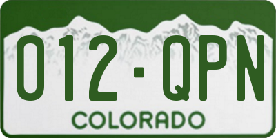 CO license plate 012QPN