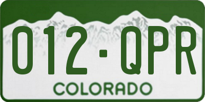 CO license plate 012QPR