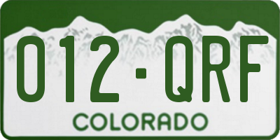 CO license plate 012QRF