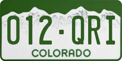 CO license plate 012QRI