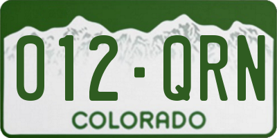 CO license plate 012QRN
