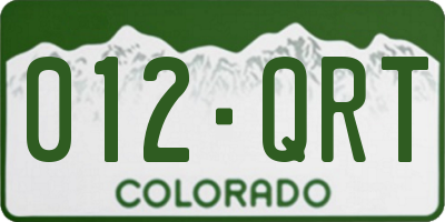CO license plate 012QRT