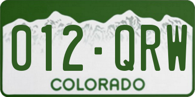 CO license plate 012QRW